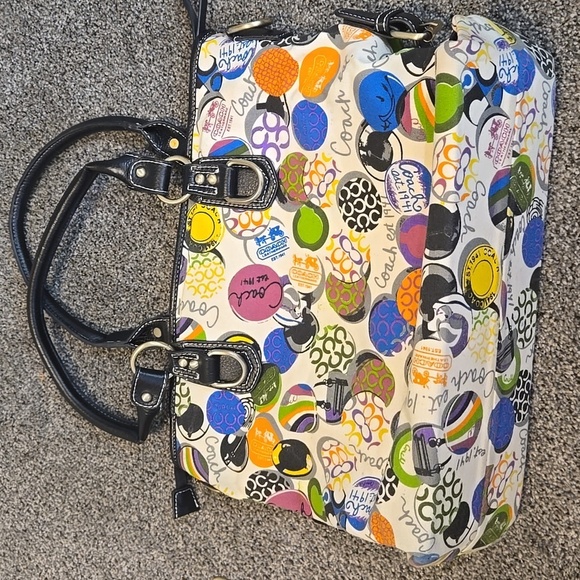 Vintage Coach CO6Q-1485 Multicolor Logo Y2K Women's Bag Tote Purse - Picture 11 of 15